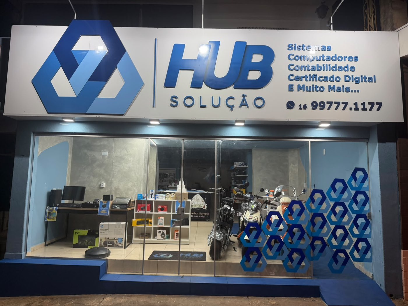 Fachada da loja HUB Solução em Ibitinga — Sistemas, Computadores, Contabilidade e Certificado Digital